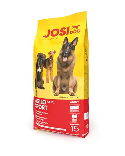 JosiDog Agilo Sport (1 x 15kg) | Adult | Premium Trockenfutter für ausgewachsene, sehr aktive Hunde | mit viel tierischem Protein für hohen Energiebedarf | Powered by JOSERA | Hundefutter | 1er Pack von JosiDog