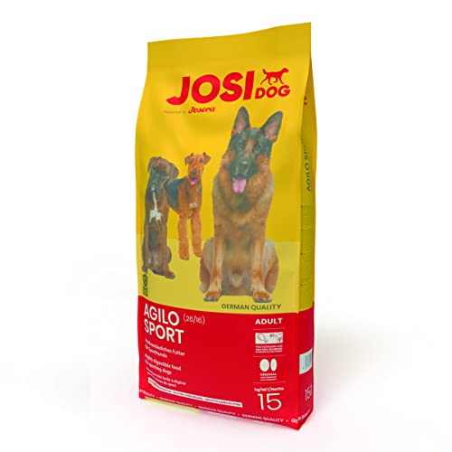 JosiDog Agilo Sport (1 x 15kg) hochverdauliches Futter für aktive HundePremium Trockenfutter für ausgewachsene Hunde Powered by JOSERA 1er Pack von JosiDog