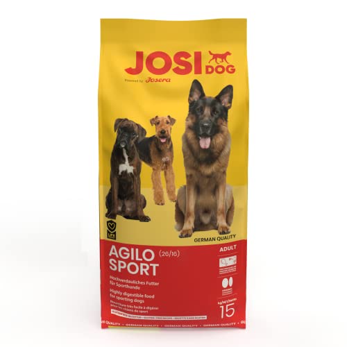 JosiDog Agilo Sport (1 x 15kg) hochverdauliches Futter für aktive HundePremium Trockenfutter für ausgewachsene Hunde Powered by JOSERA 1er Pack von JosiDog