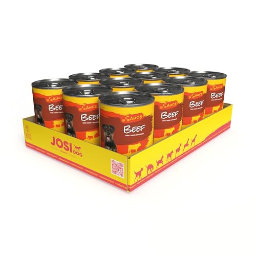 JosiDog Beef in Sauce (12 x 415 g) | Adult | Premium Nassfutter für ausgewachsene Hunde | mit Rind in Sauce mit Vitamin D3 & E | Powered by JOSERA | Hundefutter nass | Alleinfutter | 12er Pack von JosiDog