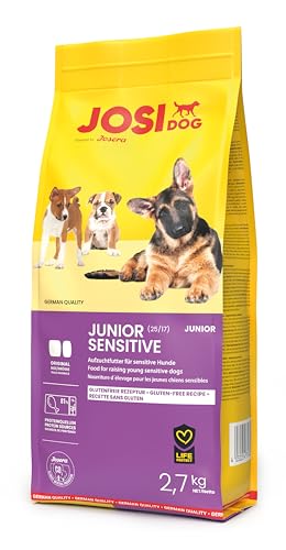 JosiDog Junior Sensitive (3 x 2,7 kg) | Junior | Premium Trockenfutter für wachsende, Sensible Hunde | Welpenfutter ab der 8. Woche | gut verträglich | Powered by JOSERA | Hundefutter | 3er Pack von JosiDog