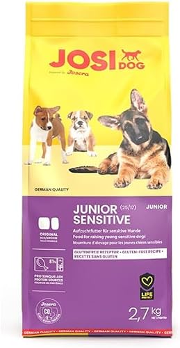JosiDog Junior Sensitive (3 x 2,7 kg) | Welpenfutter für empfindliche Hunde |Premium Trockenfutter für wachsende Hunde | Powered by JOSERA von JosiDog