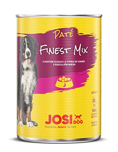 JosiDog Paté Finest Mix (12 x 400 g) | Hundefutter Fleisch - Gaumentraum | Pastete mit 5 Sorten für ausgewachsene Hunde | Hundefutter | powered by JOSERA von JosiDog