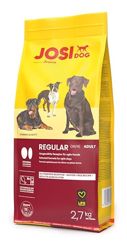 JosiDog Regular (3 x 2,7 kg) | Adult | Premium Trockenfutter für ausgewachsene & aktive Hunde | mit viel tierischem Protein | glutenfrei | Powered by JOSERA | Hundefutter | Alleinfutter | 3er Pack von JosiDog