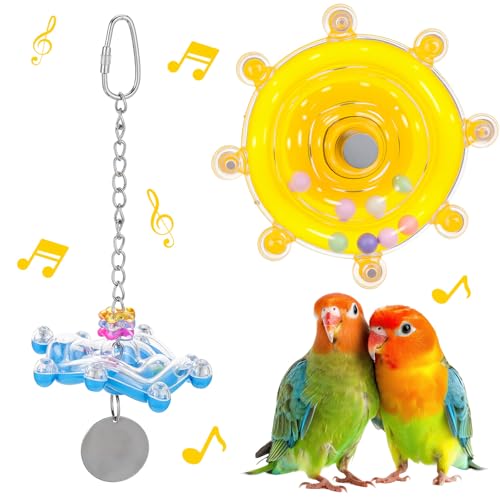 2 x drehbares Vogel-Spielzeug, interaktives Spinn-Vogelspielzeug zum Kauen, geeignet für Sittiche, Graupapageien, Sittiche, Wellensittiche, Nymphensittiche 2 x drehbares Vogel-Spielzeug, interaktives Spinn-Vogelspielzeug zum Kauen, geeignet für Sittiche, Graupapageien, Sittiche, Wellensittiche, Nymphensittiche von Josojoou