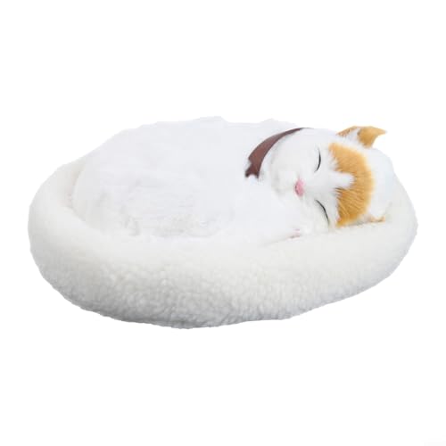 Jotekonoby Realistisch atmende Katze, Plüschtier, weich, gefüllt, elektronisch, Haustier-Heimdekoration (gelbe Ohrenkatzen) von Jotekonoby