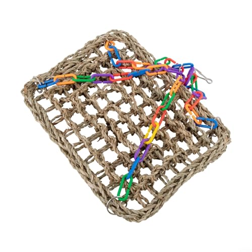 Vogelschaukel Spielzeug mit stabilem Seegras-Material, Hängestange und Kletterplattform zur Unterstützung des Kauens und Kletterns von kleinen Vögeln (M) von Jotekonoby