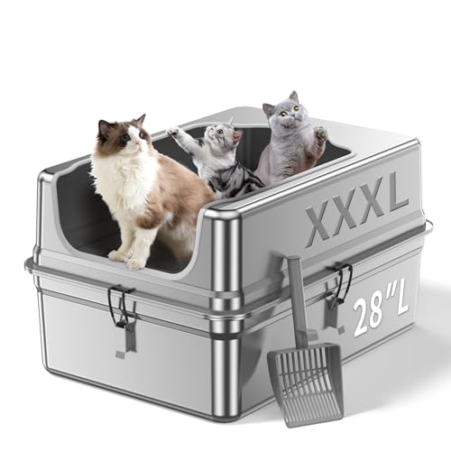 Ganzmetall 71,1 cm extra große Edelstahl-Katzentoiletten mit Deckel Metall Katzentoilette Pfanne für große Katzen und mehrere Katzen, Anti-Auslaufen, einfache Reinigung, inklusive Schaufel Ganzmetall 71,1 cm extra große Edelstahl-Katzentoiletten mit Deckel Metall Katzentoilette Pfanne für große Katzen und mehrere Katzen, Anti-Auslaufen, einfache Reinigung, inklusive Schaufel von Jotesnew