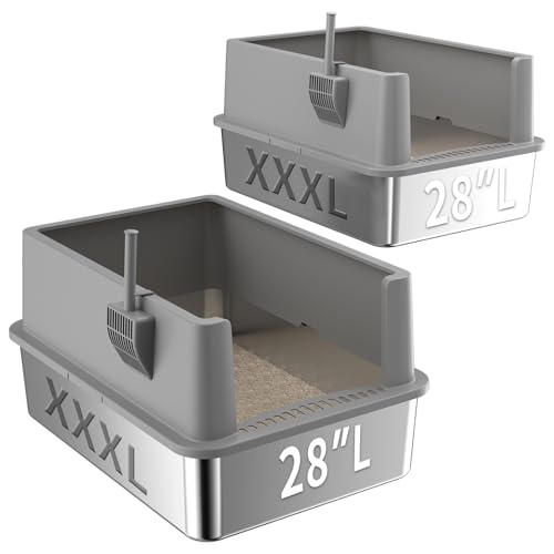 Jotesnew 2 Stück 71,1 cm extra große XXL Edelstahl Katzentoiletten mit Deckel Metall Katzentoilette Pfanne für große Katzen und mehrere Katzen, Anti-Auslauf, einfache Reinigung, inklusive Schaufel Jotesnew 2 Stück 71,1 cm extra große XXL Edelstahl Katzentoiletten mit Deckel Metall Katzentoilette Pfanne für große Katzen und mehrere Katzen, Anti-Auslauf, einfache Reinigung, inklusive Schaufel von Jotesnew