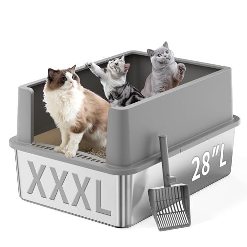 Jotesnew 71,1 cm Extra große XXL Edelstahl Katzentoiletten mit Deckel Metall Katzentoilette Pfanne für große Katzen und mehrere Katzen, Anti-Auslaufen, einfache Reinigung, inklusive Schaufel Jotesnew 71,1 cm Extra große XXL Edelstahl Katzentoiletten mit Deckel Metall Katzentoilette Pfanne für große Katzen und mehrere Katzen, Anti-Auslaufen, einfache Reinigung, inklusive Schaufel von Jotesnew