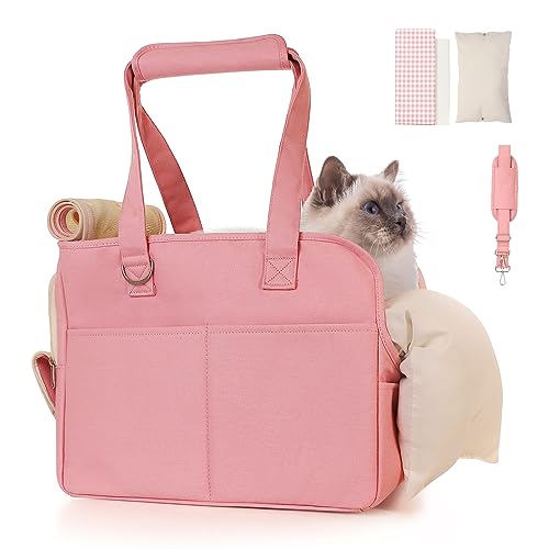 Tragetasche für kleine Haustiere, Fluggesellschaftszugelassen für Haustiere, weiche Seiten, faltbar, für kleine, mittelgroße Katzen, Welpen bis zu 5,9 kg, waschbar, atmungsaktiv, Welpen-Tragetasche von JourCraf