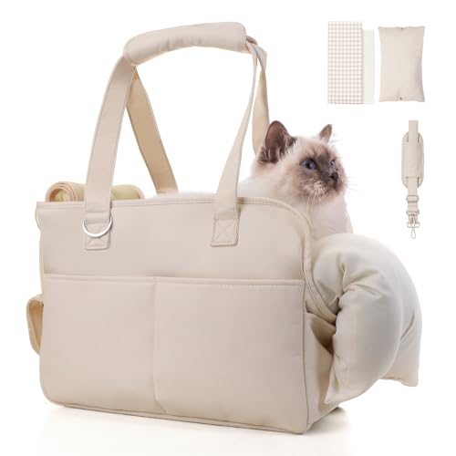 Transporttasche für kleine Haustiere, Fluggesellschaften zugelassen für Haustiere, weiche Seiten, faltbar, für kleine, mittelgroße Katzen, Welpen bis zu 5,9 kg, waschbar, atmungsaktiv von JourCraf