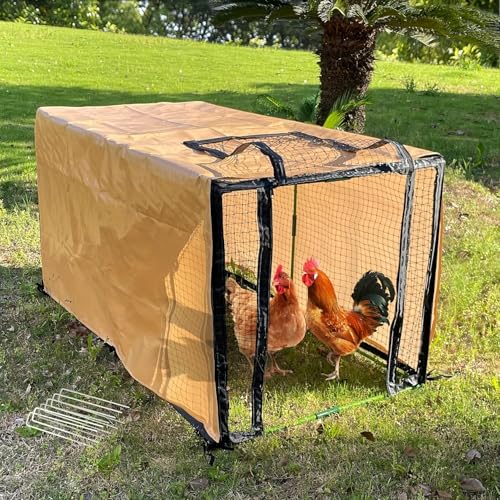 Beweglicher Hühnerhofzaun mit Wasserdicht Abdeckung, 4.13x2.17x2.17 ft Pe kleintiergehege für Hühner,Für Hühner, Enten, Kaninchen Und Kleine Tiere, Innen- und Außenbereiche von Journdream