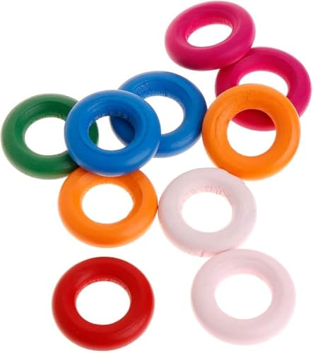 10 Stück bunte, unlackierte Massivholzringe zum Basteln, Schmuckherstellung, Vogelspielzeug, Papageien-Kaublöcke, Zubehör, 2 Größen, Spielzeug, afrikanisches Grau, für kleine Papageienspielzeuge von Jowxsx