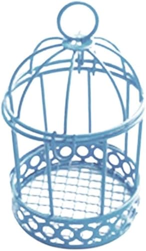 Blauer Miniatur-Metalldraht, Vogelkäfig, Teelichthalter, Kerzenhalter, hängende Vogelkäfig-Laterne, Hochzeit, Süßigkeiten, Party, Gastgeschenkbox für Hochzeit, Zuhause, Tisch, DIY-Dekoration von Jowxsx