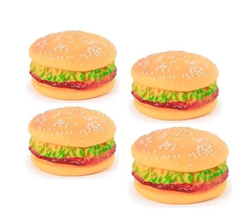 Zahnreinigungsspielzeug für Hunde, zum Trainieren, bissfestes Hundespielzeug, quietschendes Kauspielzeug, Zahnreinigungszubehör, Hamburger-Haustier-Quietschspielzeug, Golden Retriever, Haustiere usw von Jowxsx
