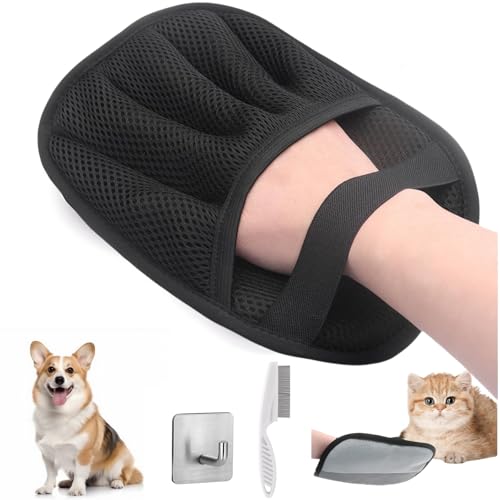 Joxvizx Tierhaarentferner-Handschuhe, 5-Finger, elektrostatisch, für Hunde und Katzen, Haarentfernungshandschuh, wiederverwendbar, für Sofa und Bett, Couch, Teppich, Autositz, Kleidung (1 Stück) von Joxvizx