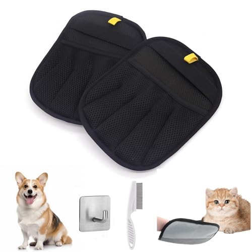 Joxvizx Tierhaarentferner-Handschuhe, 5-Finger, elektrostatische Hunde- und Katzenhaarentfernungshandschuhe, wiederverwendbar, für Sofa und Bett, Couch, Teppich, Autositz, Kleidung (2 Stück) von Joxvizx