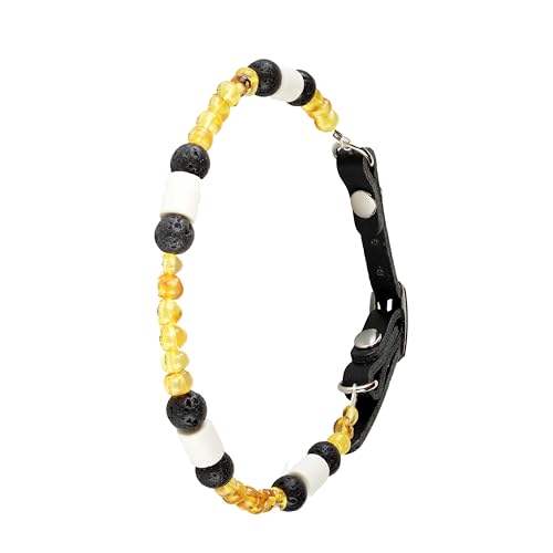 Zeckenhalsband aus baltischem Bernstein, EM-Keramik und Lavastein (65-70 cm) von Joy dog cat