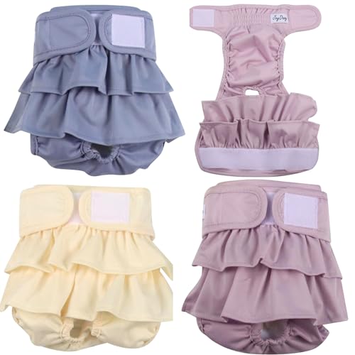JoyDaog (3 Pack Small Dog Diapers Dress for Female Reusable Premium Puppy Nappies for Period Heat Incontinence M von JoyDaog