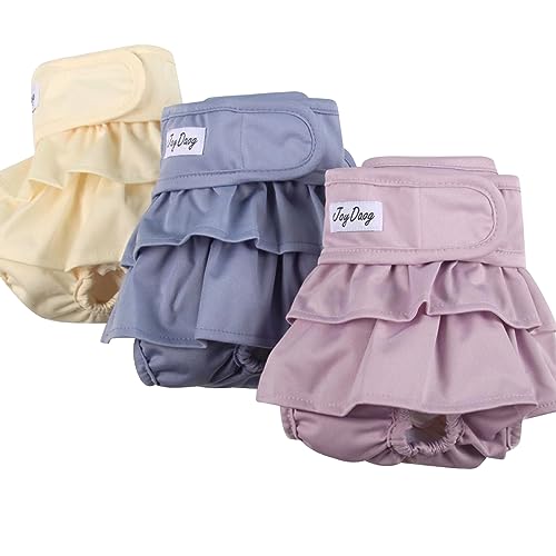 JoyDaog (3 Pack Small Dog Diapers Dress for Female Reusable Premium Puppy Nappies for Period Heat Incontinence S von JoyDaog