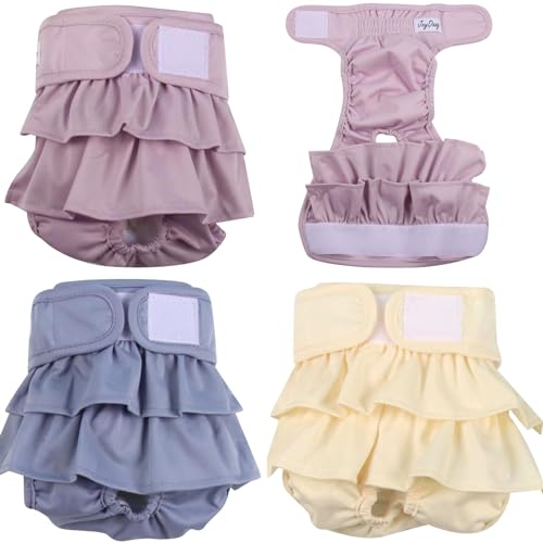 JoyDaog (3 Pack Small Dog Diapers Dress for Female Reusable Premium Puppy Nappies for Period Heat Incontinence XS von JoyDaog
