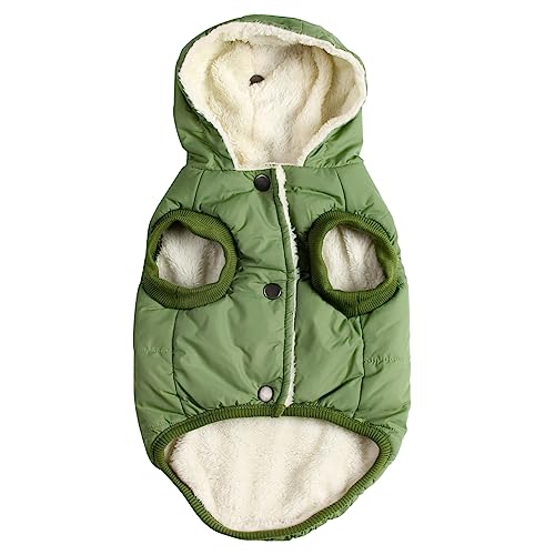 JoyDaog (warmes Fleece+Baumwollfutter Hund Hoodie im Winter, große Hundejacke Hundemäntel mit Kapuze (Grün XXXL) von JoyDaog