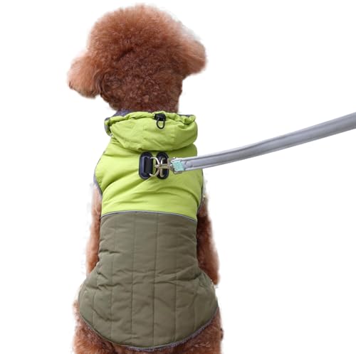 JoyDaog Abnehmbarer Hundemantel mit Kapuze und Geschirr für kleine Hunde, super warme Fleece-Welpenjacke für den kalten Winter, Grün, Größe M JoyDaog Abnehmbarer Hundemantel mit Kapuze und Geschirr für kleine Hunde, super warme Fleece-Welpenjacke für den kalten Winter, Grün, Größe M von JoyDaog