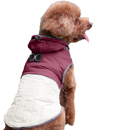 JoyDaog Abnehmbarer Hundemantel mit Kapuze und Geschirr für kleine Hunde, super warme Fleece-Welpenjacke für den kalten Winter, Rot, Größe S JoyDaog Abnehmbarer Hundemantel mit Kapuze und Geschirr für kleine Hunde, super warme Fleece-Welpenjacke für den kalten Winter, Rot, Größe S von JoyDaog