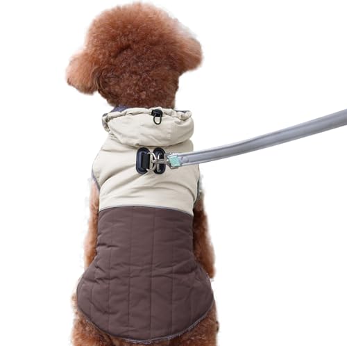 JoyDaog Abnehmbarer Hundemantel mit Kapuze und Geschirr für kleine Hunde, super warme Fleece-Welpenjacke für kalte Wintermäntel, Braun, Größe XS JoyDaog Abnehmbarer Hundemantel mit Kapuze und Geschirr für kleine Hunde, super warme Fleece-Welpenjacke für kalte Wintermäntel, Braun, Größe XS von JoyDaog
