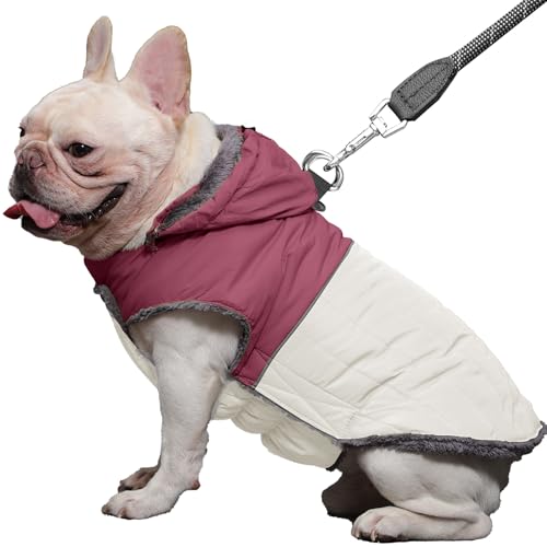 JoyDaog Abnehmbarer Hundemantel mit Kapuze und Geschirr für mittelgroße Hunde, super warme Fleece-Welpenjacke für den kalten Winter, Rot, Größe L JoyDaog Abnehmbarer Hundemantel mit Kapuze und Geschirr für mittelgroße Hunde, super warme Fleece-Welpenjacke für den kalten Winter, Rot, Größe L von JoyDaog