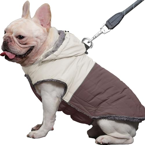 JoyDaog Abnehmbarer Hundemantel mit Kapuze und Geschirr für mittelgroße Hunde, super warme Fleece-Welpenjacke für kalte Wintermäntel, Braun, Größe L JoyDaog Abnehmbarer Hundemantel mit Kapuze und Geschirr für mittelgroße Hunde, super warme Fleece-Welpenjacke für kalte Wintermäntel, Braun, Größe L von JoyDaog