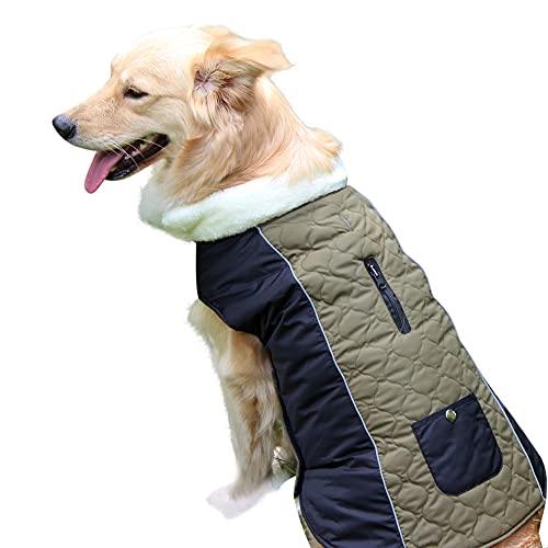 JoyDaog Fleece Halsband Warm Hundemäntel für große Hunde mit Tasche wasserdichte Hundejacke für Winter Grün XXL von JoyDaog