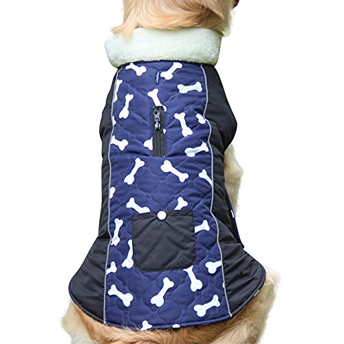 JoyDaog Fleece Halsband Warm Hundemäntel für kleine Hunde mit Tasche wasserdichte Welpenjacke für den Winter Blau XS von JoyDaog