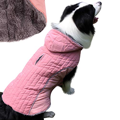JoyDaog Fleece Hund Hoodie FüR GroßE Hunde Jacke Warm FüR Kalte Winter HundemäNtel, Pink XXXL von JoyDaog
