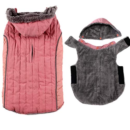 JoyDaog Fleece-Hunde-Kapuzenpullover für große Hunde, superwarme Hundejacke für kalte Winter-Hundemäntel, Pink, XL von JoyDaog