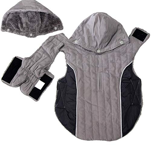 JoyDaog Fleece-Hunde-Kapuzenpullover für große Hunde, superwarme Hundejacke für kalte Winter-Hundemäntel, grau, XXXL von JoyDaog