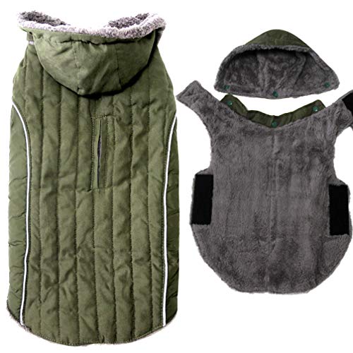 JoyDaog Fleece-Hunde-Kapuzenpullover für kleine und mittelgroße Hunde, superwarme Welpenjacke für kalte Winter-Hundemäntel, Grün, M JoyDaog Fleece-Hunde-Kapuzenpullover für kleine und mittelgroße Hunde, superwarme Welpenjacke für kalte Winter-Hundemäntel, Grün, M von JoyDaog