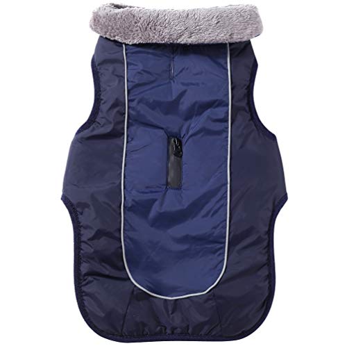 JoyDaog Fleecehalsband Hundemäntel für große Hunde, wasserdichte warme Baumwoll-Hundejacke für kalte Winter, Blau XXL von JoyDaog