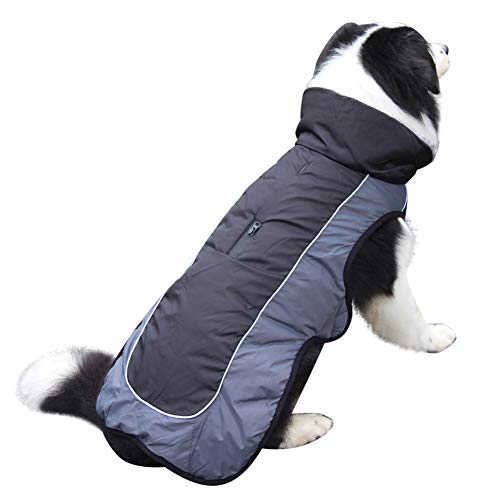 JoyDaog Fleecehalsband Hundemäntel für große Hunde, wasserdichte warme Baumwoll-Hundejacke für kalte Winter, Schwarz XXL JoyDaog Fleecehalsband Hundemäntel für große Hunde, wasserdichte warme Baumwoll-Hundejacke für kalte Winter, Schwarz XXL von JoyDaog