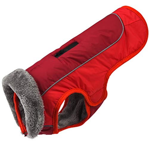 JoyDaog Fleecehalsband Hundemäntel für mittelgroße Hunde, wasserdichte warme Baumwoll-Hundejacke für kalte Winter, Rot L JoyDaog Fleecehalsband Hundemäntel für mittelgroße Hunde, wasserdichte warme Baumwoll-Hundejacke für kalte Winter, Rot L von JoyDaog