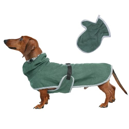 JoyDaog Hunde-Bademantel mit Badehandschuh für schnell trocknende Mäntel, Hundemäntel mit verstellbaren Hüftgurten für mittelgroße Hunde, leicht absorbierende Handtücher, Grün, Größe M JoyDaog Hunde-Bademantel mit Badehandschuh für schnell trocknende Mäntel, Hundemäntel mit verstellbaren Hüftgurten für mittelgroße Hunde, leicht absorbierende Handtücher, Grün, Größe M von JoyDaog