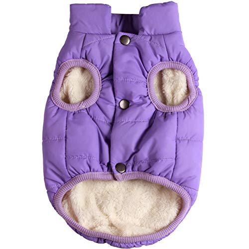JoyDaog Fleece Hundejacke für Winter kaltes Wetter, Extra Weicher Hundemantel für Kleine Hunde, Winddichte Welpen Weste, Lila M von JoyDaog