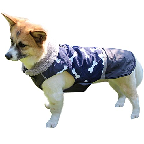 JoyDaog Hundemantel aus Fleece, wendbar, für extra große Hunde, wasserdicht, warm, für kalten Winter, Blau XXXL von JoyDaog
