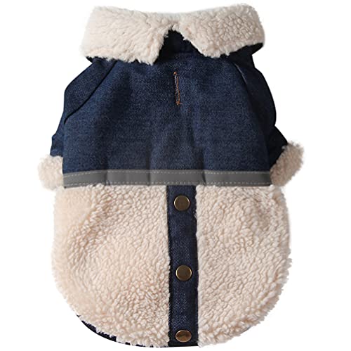 JoyDaog Hundemantel mit V-förmigem Kragen, für kleine Hunde, mit Fleecefutter, warme Welpenjacke für den kalten Winter, Jeansblau, Größe M JoyDaog Hundemantel mit V-förmigem Kragen, für kleine Hunde, mit Fleecefutter, warme Welpenjacke für den kalten Winter, Jeansblau, Größe M von JoyDaog