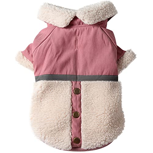 JoyDaog V-Kragen Hundemäntel für kleine Hunde Fleece Futter Warme Welpen Jacke für kalten Winter, Rosa XS JoyDaog V-Kragen Hundemäntel für kleine Hunde Fleece Futter Warme Welpen Jacke für kalten Winter, Rosa XS von JoyDaog