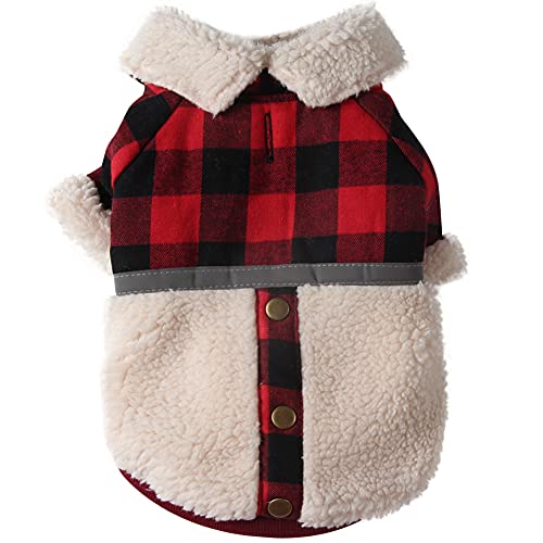 JoyDaog Hundemantel mit V-förmigem Kragen, für kleine Hunde, mit Fleecefutter, warme Welpenjacke für den kalten Winter, Rot, Größe M JoyDaog Hundemantel mit V-förmigem Kragen, für kleine Hunde, mit Fleecefutter, warme Welpenjacke für den kalten Winter, Rot, Größe M von JoyDaog