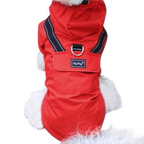 JoyDaog Premium-Hunde-Regenmantel mit Kapuze für extra kleine Hunde, Outdoor-Sport, wasserdichte Hunde-Regenjacke, Welpen-Regenmantel mit Taschen, Rot, Größe XS JoyDaog Premium-Hunde-Regenmantel mit Kapuze für extra kleine Hunde, Outdoor-Sport, wasserdichte Hunde-Regenjacke, Welpen-Regenmantel mit Taschen, Rot, Größe XS von JoyDaog