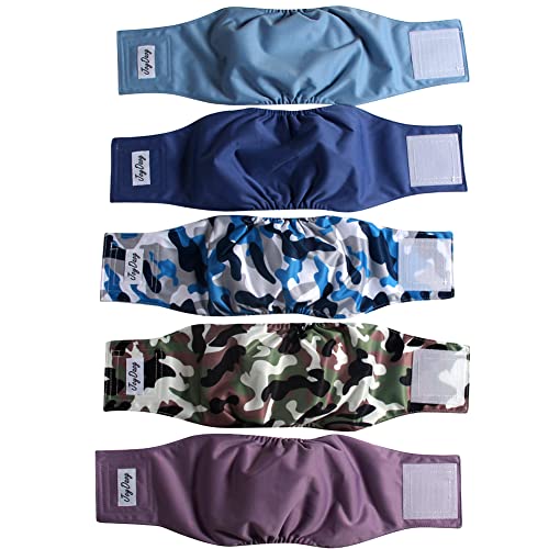 JoyDaog Wiederverwendbare Bauchbänder für Hunde, (5er Pack) Premium Waschbare Hundewindeln Männliche Welpen Windeln, S von JoyDaog