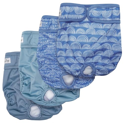 JoyDaog Windeln für Hündinnen für kleine Hunde, wiederverwendbar, waschbar, Premium-Welpenwindeln für Hitze, Inkontinenz, Perioden-Hundewindeln, Blau, Größe XS, 4 Stück von JoyDaog